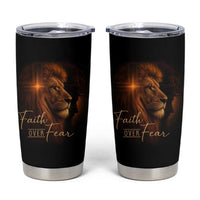 Faith Over Fear Tumbler Cup Lion Of Judah Jesus Christian Religious - Wonder Print Shop