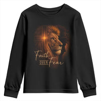 Faith Over Fear Youth Sweatshirt Lion Of Judah Jesus Christian Religious - Wonder Print Shop