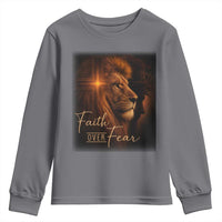 Faith Over Fear Youth Sweatshirt Lion Of Judah Jesus Christian Religious - Wonder Print Shop