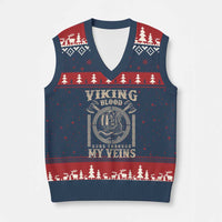 Viking Blood Runs Through My Veins V-Neck Knit Sweater Vest Norse Mythology Drakkar Longship - Wonder Print Shop