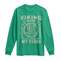 Viking Blood Runs Through My Veins Long Sleeve Shirt Norse Mythology Drakkar Longship - Wonder Print Shop