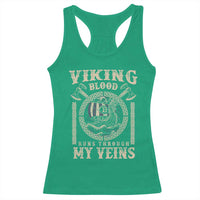 Viking Blood Runs Through My Veins Racerback Tank Top Norse Mythology Drakkar Longship - Wonder Print Shop