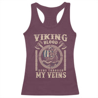 Viking Blood Runs Through My Veins Racerback Tank Top Norse Mythology Drakkar Longship - Wonder Print Shop