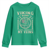 Viking Blood Runs Through My Veins Youth Sweatshirt Norse Mythology Drakkar Longship - Wonder Print Shop