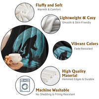 Funny Bigfoot Fishing Night Stroll Full Moon Throw Blanket - Wonder Print Shop