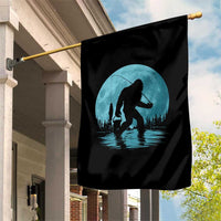 Funny Bigfoot Fishing Night Stroll Full Moon Garden Flag - Wonder Print Shop