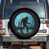 Funny Bigfoot Fishing Night Stroll Full Moon Spare Tire Cover - Wonder Print Shop