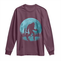 Funny Bigfoot Fishing Night Stroll Full Moon Long Sleeve Shirt - Wonder Print Shop