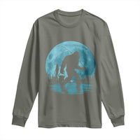 Funny Bigfoot Fishing Night Stroll Full Moon Long Sleeve Shirt - Wonder Print Shop