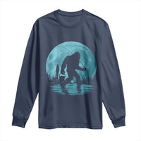 Funny Bigfoot Fishing Night Stroll Full Moon Long Sleeve Shirt - Wonder Print Shop