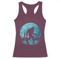Funny Bigfoot Fishing Night Stroll Full Moon Racerback Tank Top - Wonder Print Shop