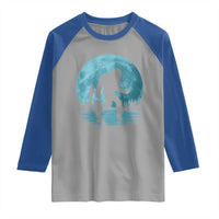 Funny Bigfoot Fishing Night Stroll Full Moon Raglan Shirt - Wonder Print Shop