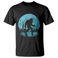Funny Bigfoot Fishing Night Stroll Full Moon T Shirt - Wonder Print Shop