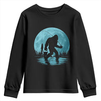 Funny Bigfoot Fishing Night Stroll Full Moon Youth Sweatshirt - Wonder Print Shop