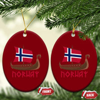 Boat Norwegian Flag Norway Viking Ship Norway Ceramic Ornament