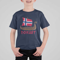 Boat Norwegian Flag Norway Viking Ship Norway T Shirt For Kid