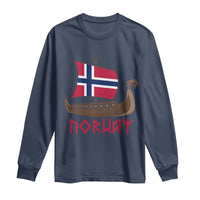 Boat Norwegian Flag Norway Viking Ship Norway Long Sleeve Shirt