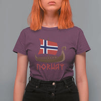Boat Norwegian Flag Norway Viking Ship Norway T Shirt For Women