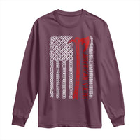 American Viking Long Sleeve Shirt Norse Mythology Axe Celtic Knot USA Flag - Wonder Print Shop