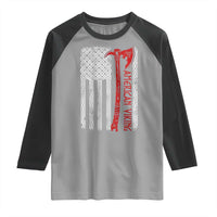 American Viking Raglan Shirt Norse Mythology Axe Celtic Knot USA Flag - Wonder Print Shop