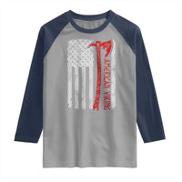 American Viking Raglan Shirt Norse Mythology Axe Celtic Knot USA Flag - Wonder Print Shop