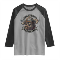 Son Of Odin Valhalla Raglan Shirt Nordic Norse Viking Warrior Skull - Wonder Print Shop