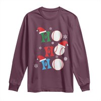 Funny Christmas Baseball Long Sleeve Shirt Triple Ho Sport Santa Hat