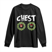 Funny Christmas Couple Long Sleeve Shirt Chest Nuts Bauble Xmas Wreath