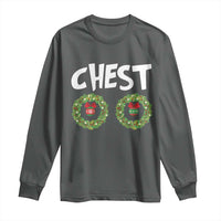 Funny Christmas Couple Long Sleeve Shirt Chest Nuts Bauble Xmas Wreath