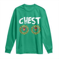 Funny Christmas Couple Long Sleeve Shirt Chest Nuts Bauble Xmas Wreath