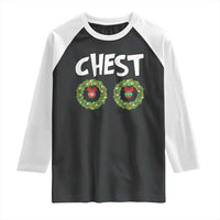 Funny Christmas Couple Raglan Shirt Chest Nuts Bauble Xmas Wreath - Wonder Print Shop