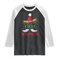 Funny Christmas In Mexico Raglan Shirt Feliz Navidad Sombrero Santa Hat - Wonder Print Shop