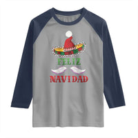 Funny Christmas In Mexico Raglan Shirt Feliz Navidad Sombrero Santa Hat - Wonder Print Shop