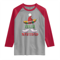 Funny Christmas In Mexico Raglan Shirt Feliz Navidad Sombrero Santa Hat - Wonder Print Shop