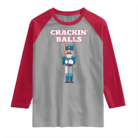 Funny Nutcracker Baseball Raglan Shirt Crackin' Balls Baseball Players - Wonder Print Shop