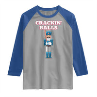 Funny Nutcracker Baseball Raglan Shirt Crackin' Balls Baseball Players - Wonder Print Shop