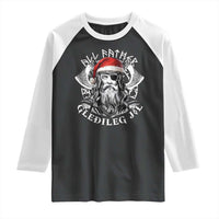 Christmas Viking Raglan Shirt All Father Gledileg Jol Vintage Santa Odin - Wonder Print Shop