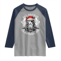Christmas Viking Raglan Shirt All Father Gledileg Jol Vintage Santa Odin - Wonder Print Shop