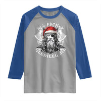 Christmas Viking Raglan Shirt All Father Gledileg Jol Vintage Santa Odin - Wonder Print Shop