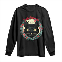 Funny Yule Cat Long Sleeve Shirt Jólakötturinn Yule Christmas Black Cat
