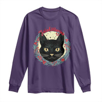 Funny Yule Cat Long Sleeve Shirt Jólakötturinn Yule Christmas Black Cat