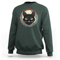 Funny Yule Cat Sweatshirt Jlaktturinn Yule Christmas Black Cat - Wonder Print Shop