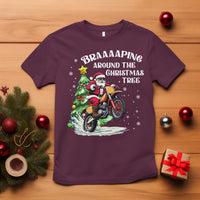 Funny Christmas Biker T Shirt Braaaaping Around The Christmas Tree Dirt Bike Santa - Wonder Print Shop
