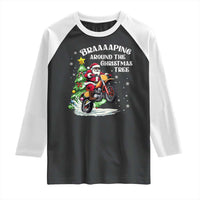 Funny Christmas Biker Raglan Shirt Braaaaping Around The Christmas Tree Dirt Bike Santa - Wonder Print Shop