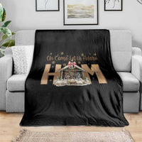Oh Come Let Us Adore Him Throw Blanket Christian Christmas Nativity Scene - Wonder Print Shop