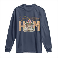 Oh Come Let Us Adore Him Long Sleeve Shirt Christian Christmas Nativity Scene - Wonder Print Shop
