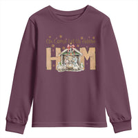 Oh Come Let Us Adore Him Youth Sweatshirt Christian Christmas Nativity Scene - Wonder Print Shop