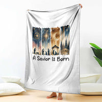 Christian Christmas Throw Blanket A Savior Is Born Jesus Nativity Scene - Wonder Print Shop
