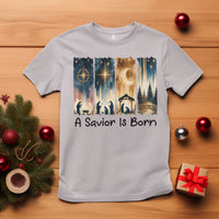 Christian Christmas T Shirt A Savior Is Born Jesus Nativity Scene - Wonder Print Shop