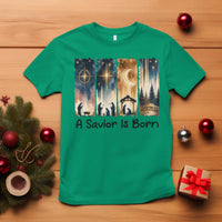 Christian Christmas T Shirt A Savior Is Born Jesus Nativity Scene - Wonder Print Shop